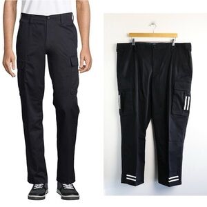Lands End Men's Traditional Fit Cargo Pants Black White Stripes Uniform 42 Crew
